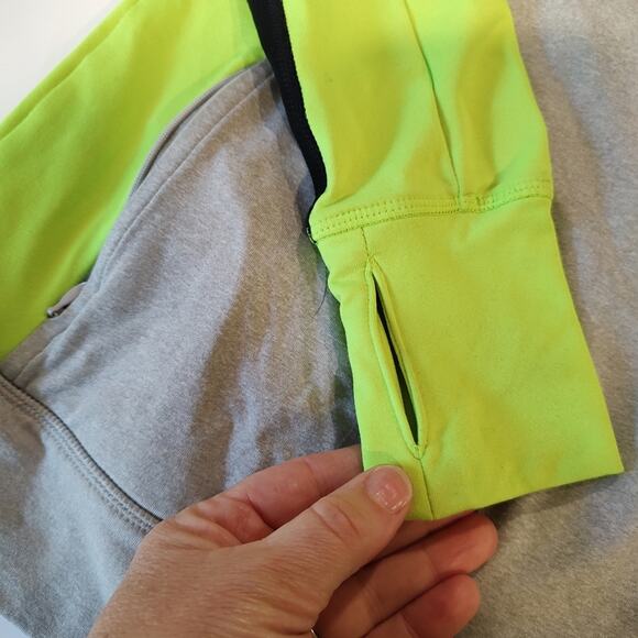 VS PINK Ultimate High Neck Pullover Gray Neon Green Color Block Sweater Size XS - Picture 8 of 9